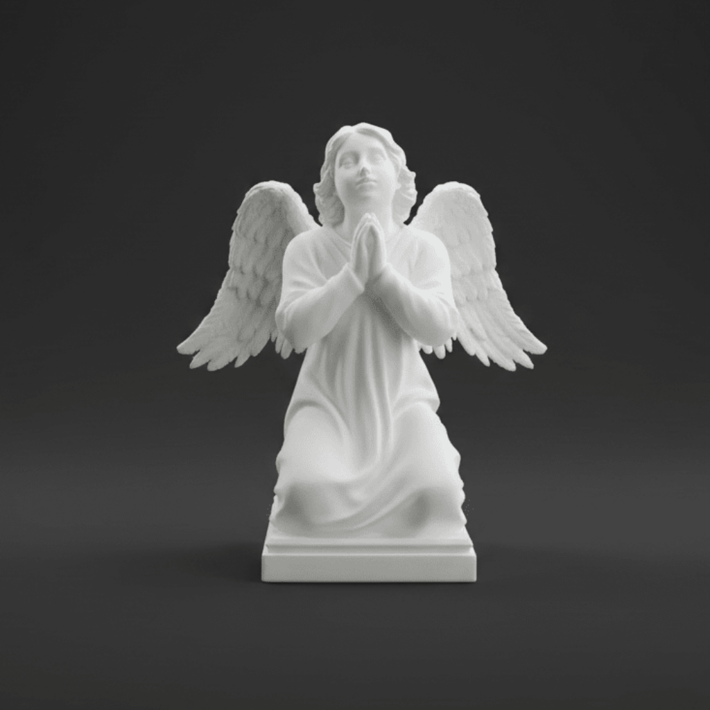 Kneeling Guardian Angel in Prayer – Inspirational Faith Décor - Printform